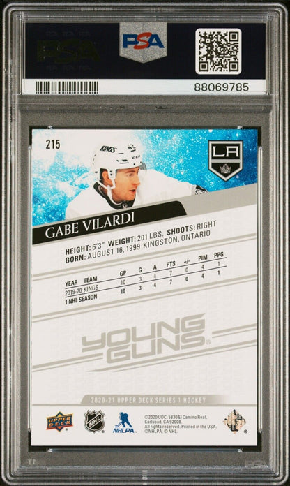 2020/21 Upper Deck Hockey Young Guns #215 Gabe Vilardi Rookie Card RC PSA 10