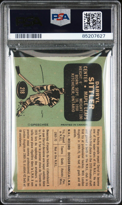 1970/71 O-Pee-Chee OPC Hockey #218 Darryl Sittler Rookie Card RC PSA 4