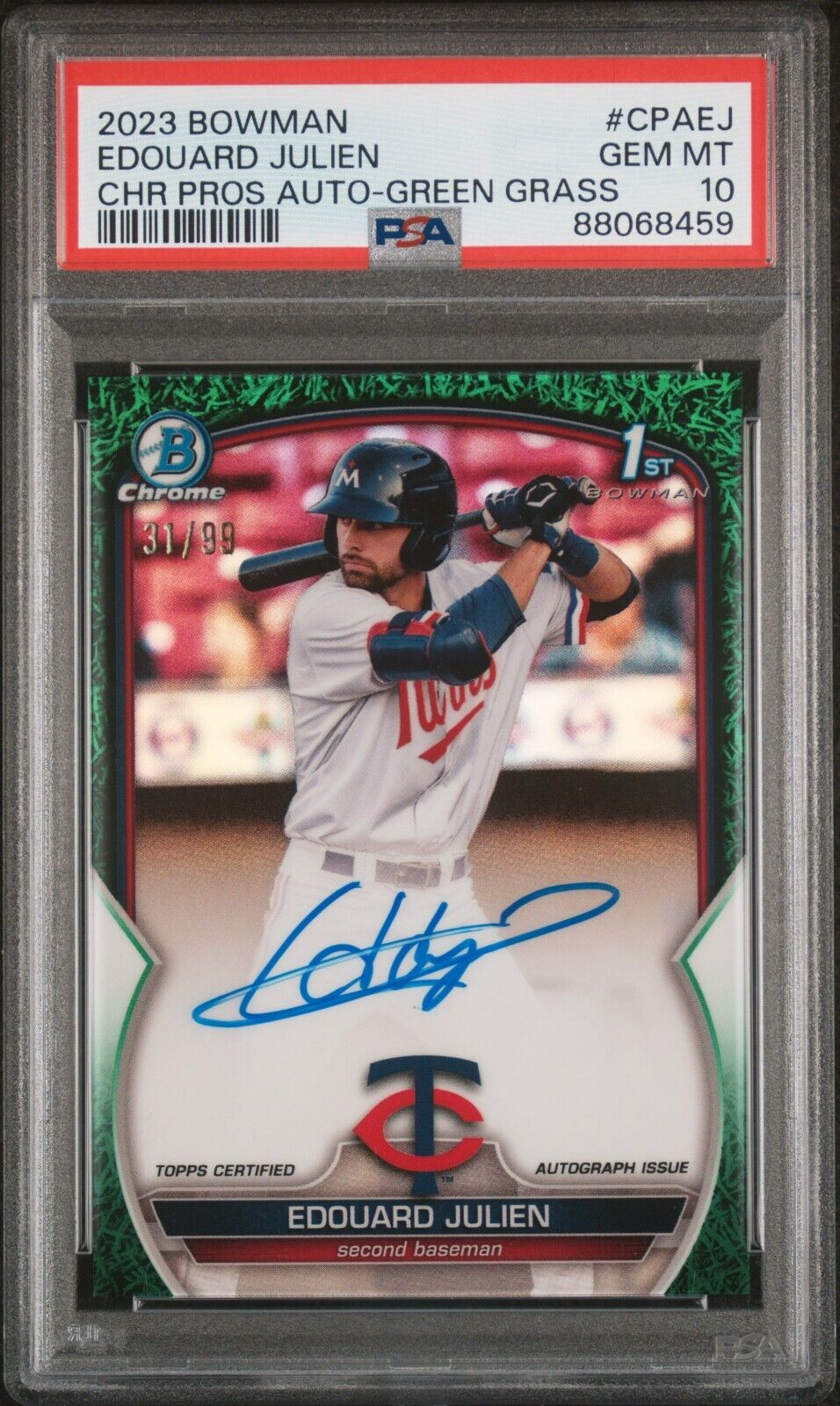 2023 1st Bowman Chrome Prospect Green Grass /99 Edouard Julien Rookie RC PSA 10 - 643-collectibles