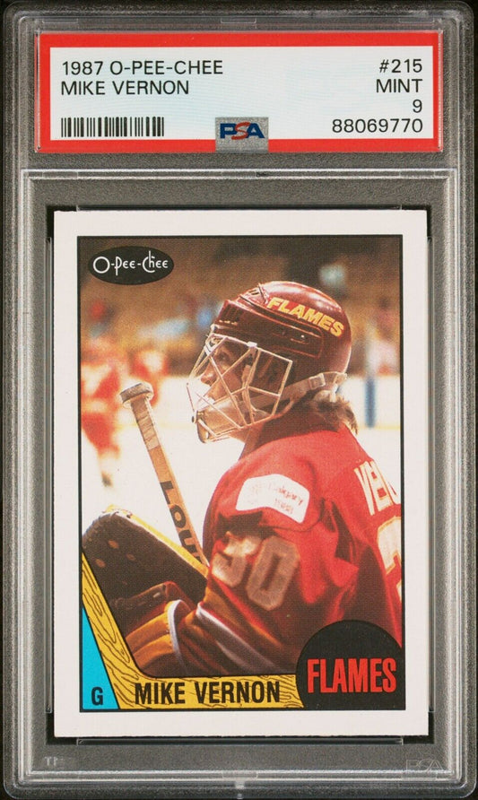 1987/88 O-Pee-Chee OPC Hockey #215 Mike Vernon Rookie Card RC PSA 9