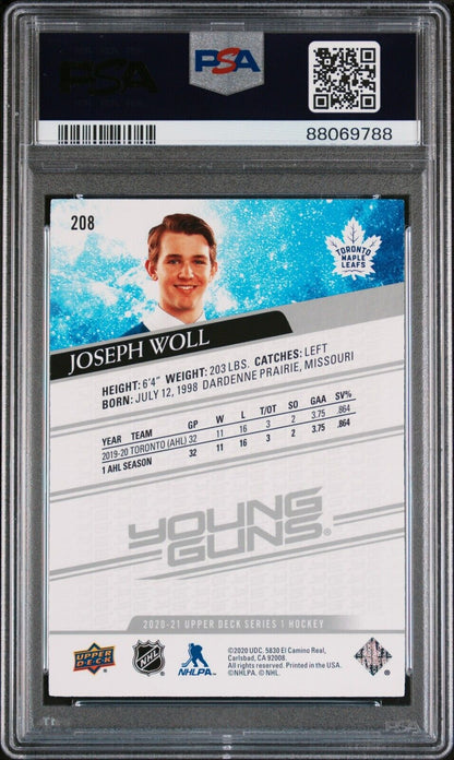 2020/21 Upper Deck Young Guns Hockey #208 Joseph Woll Rookie Card RC PSA 9