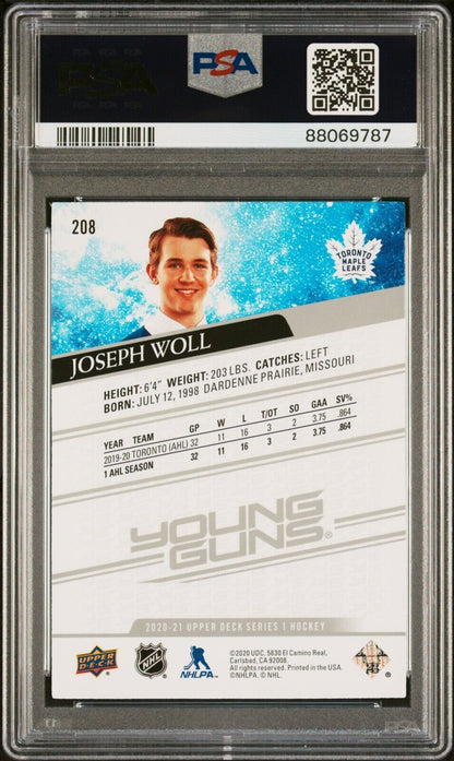2020/21 Upper Deck Young Guns Hockey #208 Joseph Woll Rookie Card RC PSA 9