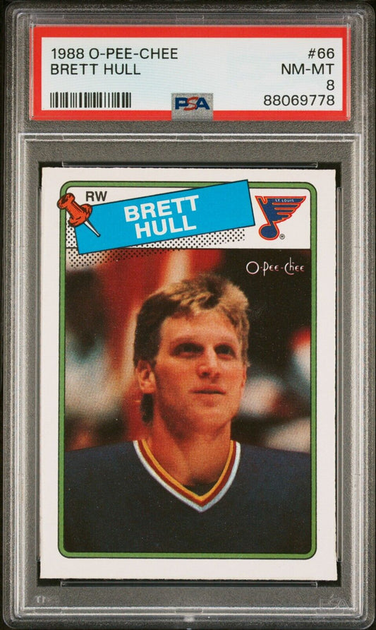 1988/89 O-Pee-Chee OPC Hockey #66 Brett Hull Rookie Card RC PSA 8