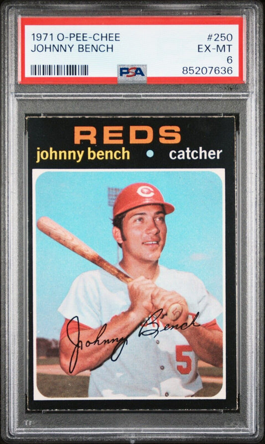 1971/72 O-Pee-Chee OPC Baseball #250 Johnny Bench PSA 6