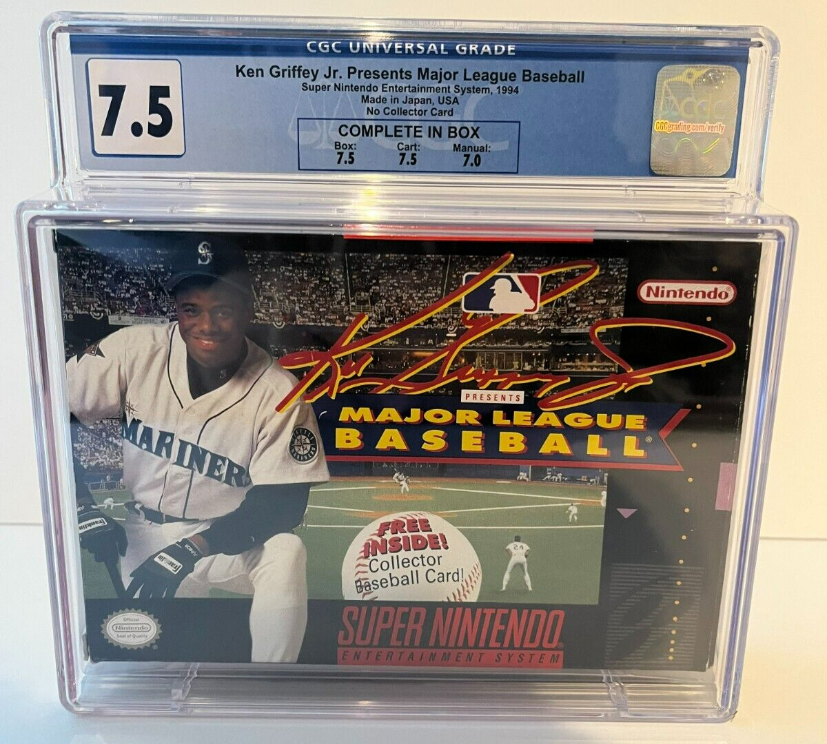 Ken Griffey Jr Presents Major League Baseball SNES(1995) Complete in Box CGC 7.5 - 643-collectibles