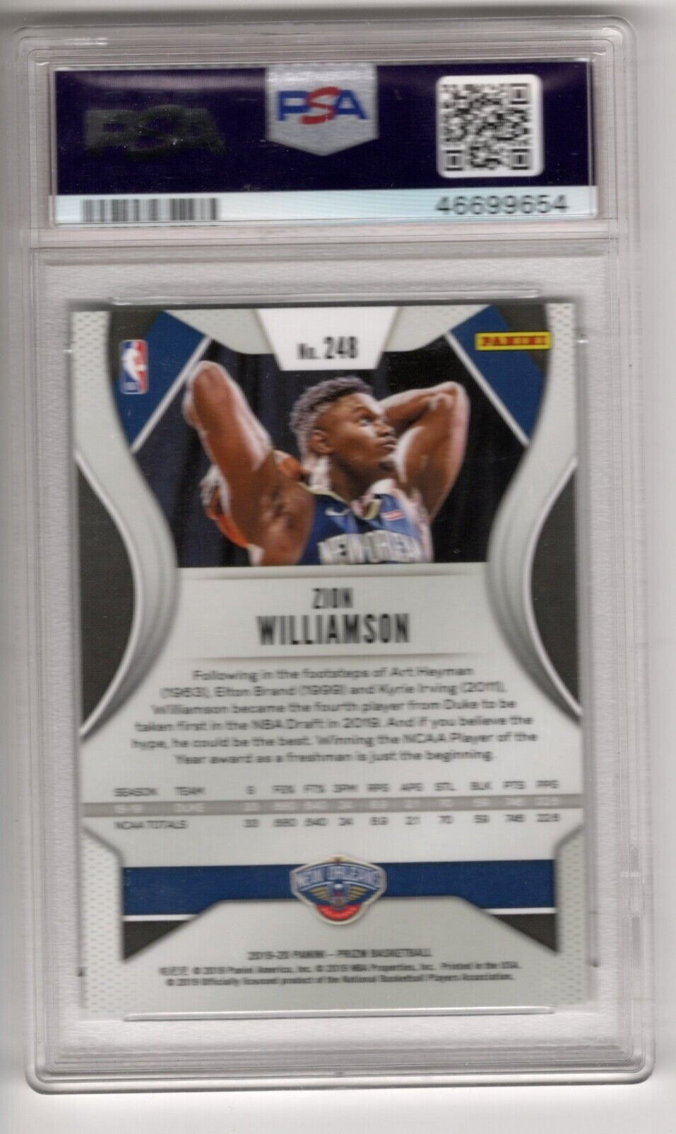 2019/20 Panini Prizm Basketball #248 Zion Williamson Rookie Card RC PSA 10 - 643-collectibles