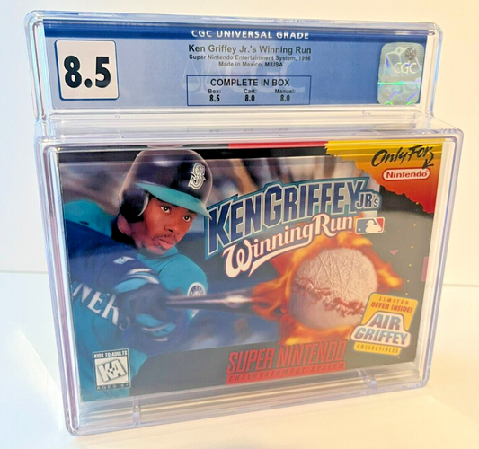 Ken Griffey Jr.'s Winning Run Baseball SNES (1996) Complete in Box CGC 8.5 - 643-collectibles
