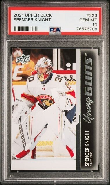 2021/22 Upper Deck Hockey Young Guns #223 Spencer Knight Rookie Card RC PSA 10 - 643-collectibles
