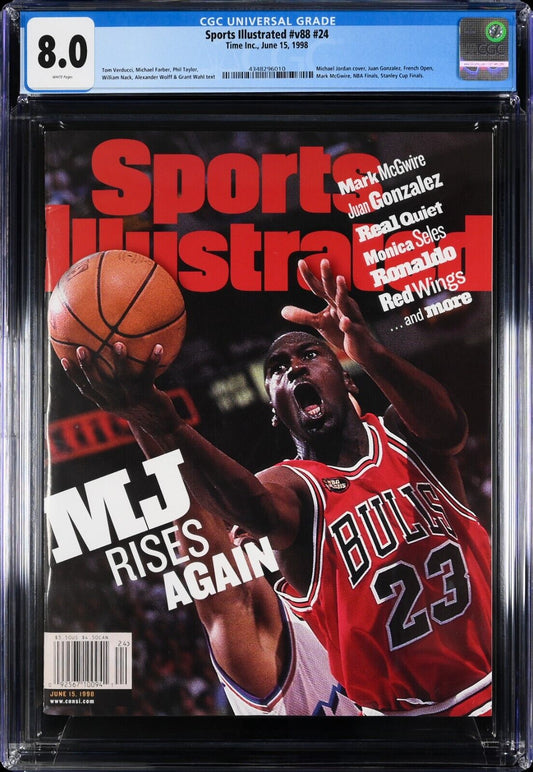 1998 Newsstand Sports Illustrated Basketball Michael Jordan MJ Rises CGC 8.0 - 643-collectibles