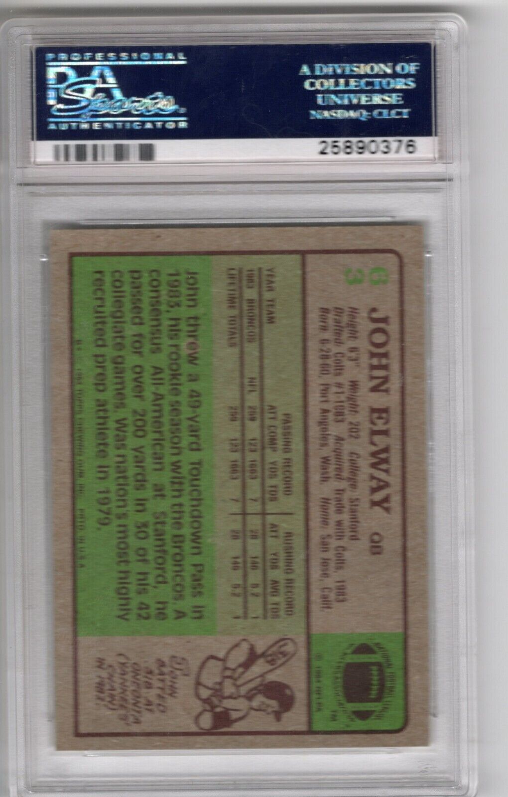 1984 Topps Football #63 John Elway Rookie Card RC PSA 8 - 643-collectibles