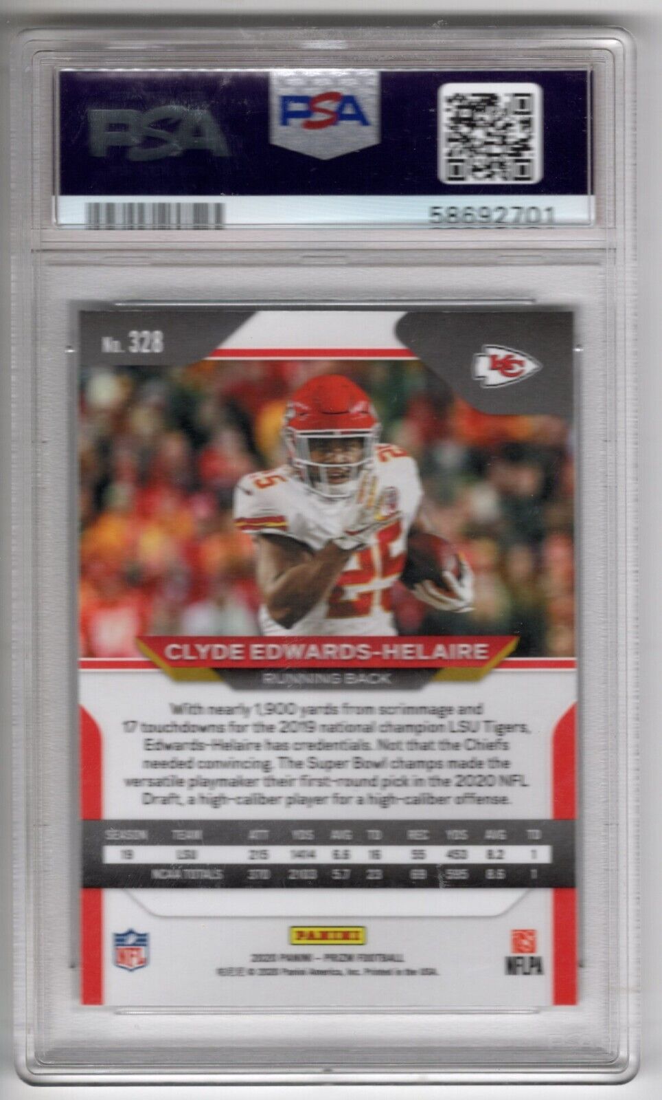 2020 Panini Prizm Football #328 Clyde Edwards-Helaire Rookie Card RC PSA 10 - 643-collectibles