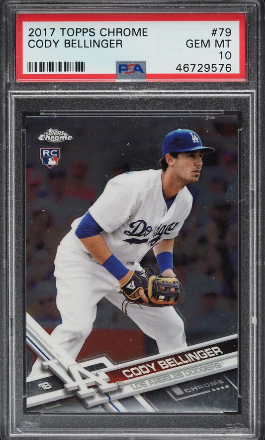 2017 Topps Chrome Baseball #79 Cody Bellinger Rookie Card RC PSA 10 - 643-collectibles
