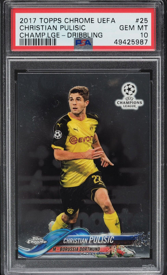 2017 Topps Chrome UEFA Champions League #25 Christian Pulisic RC PSA 10 - 643-collectibles