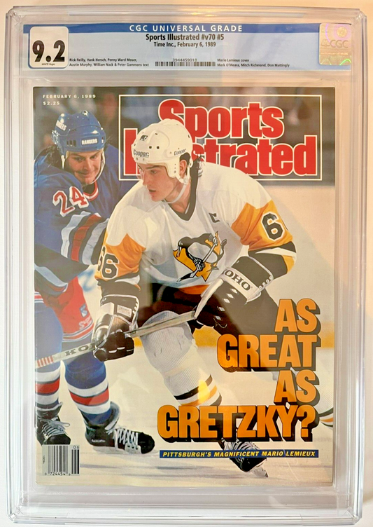 1989 Newstands Sports Illustrated Hockey Mario Lemieux First Cover RC CGC 9.2 - 643-collectibles