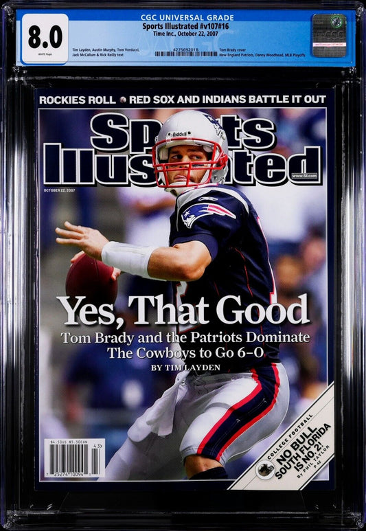 2007 Newsstand Sports Illustrated Football Tom Brady Cover CGC 8.0 - 643-collectibles