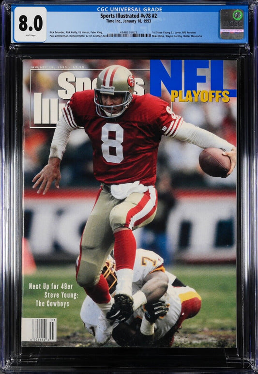 1993 Newsstand Sports Illustrated Football Steve Young 1st Cover RC CGC 8.0 - 643-collectibles