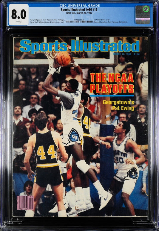 1982 Newsstand Sports Illustrated Basketball Patrick Ewing 1st Cover CGC 8.0 RC - 643-collectibles