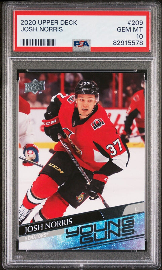 2020/21 Upper Deck Hockey Young Guns #209 Josh Norris Rookie Card RC PSA 10 - 643-collectibles