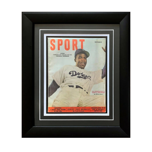 1951 Sport Magazine Baseball Cover with Jackie Robinson Framed - 643-collectibles