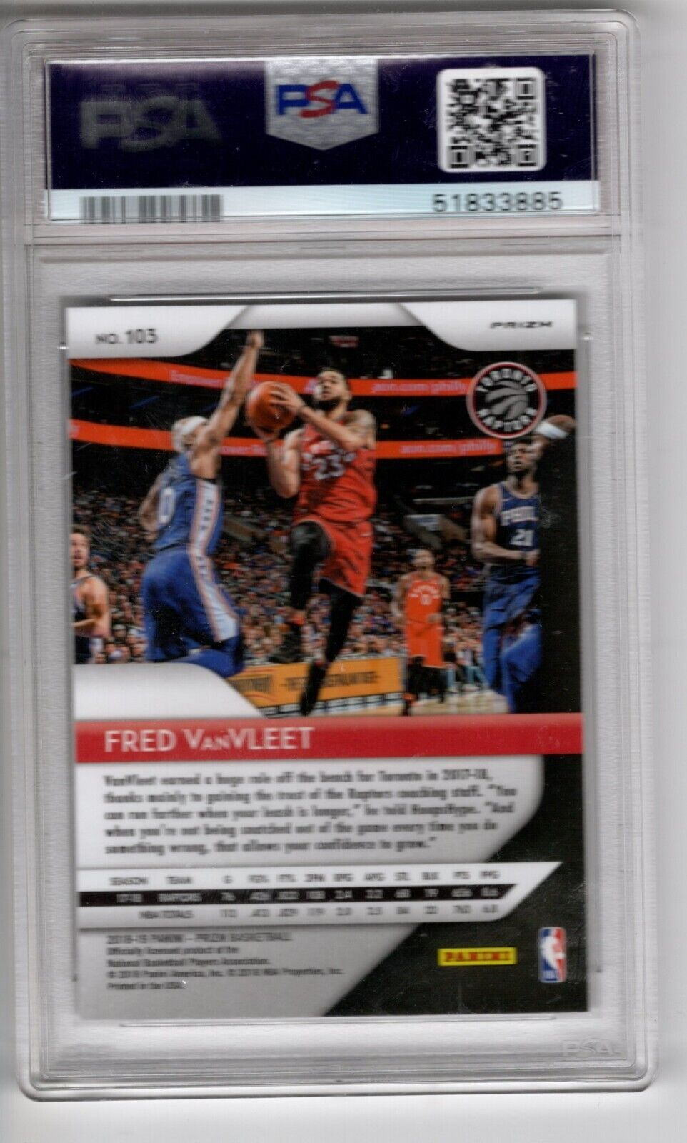 2018/19 Panini Silver Prizm Basketball #103 Fred Van Vleet Rookie Card RC PSA 10 - 643-collectibles