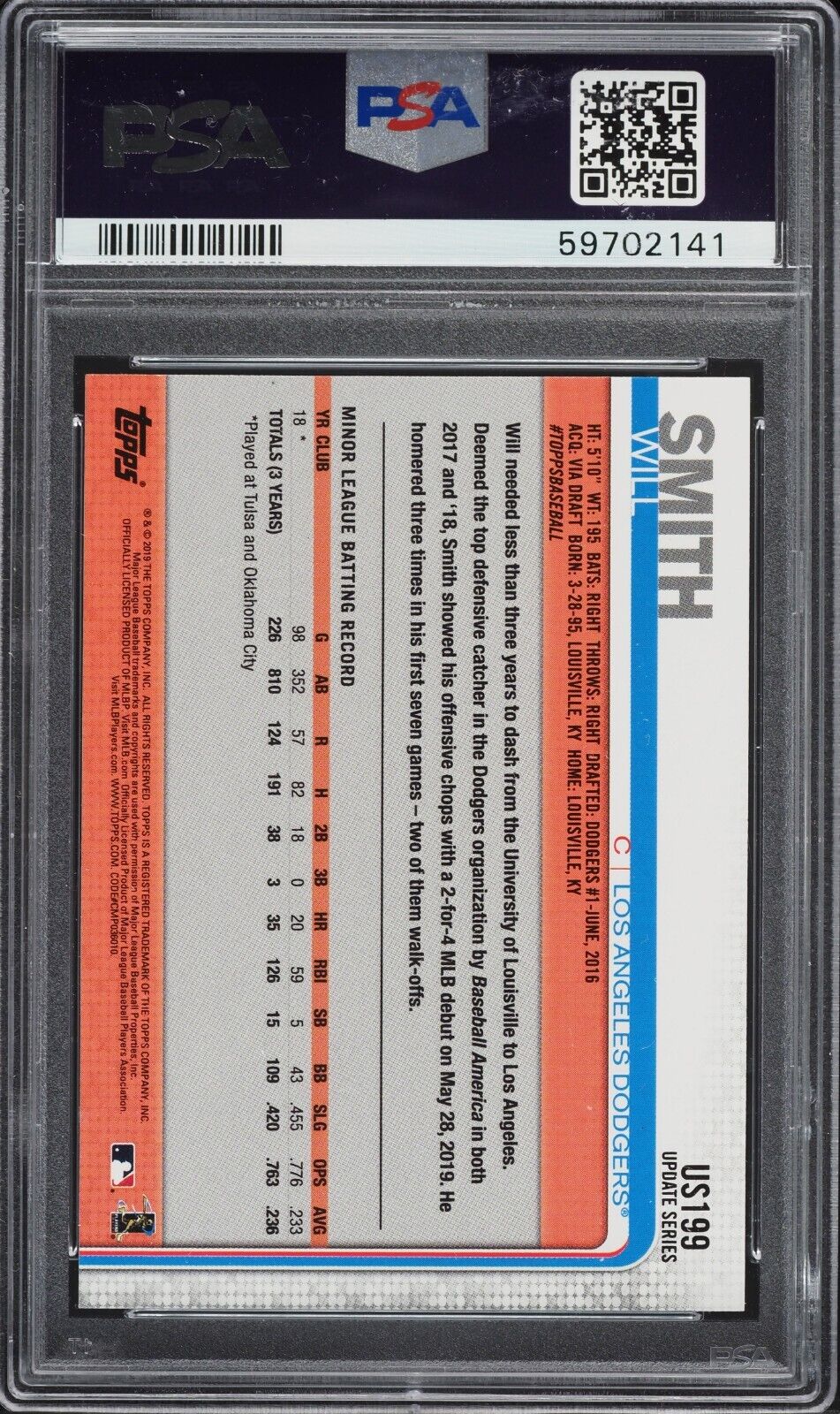 2019 Topps Update Baseball #US199 Will Smith Rookie Card RC PSA 10 - 643-collectibles