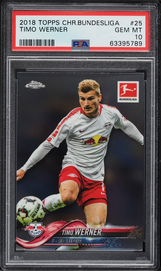 2018 Topps Chrome Bundesliga Soccer #25 Timo Werner Rookie Card RC PSA 10 - 643-collectibles