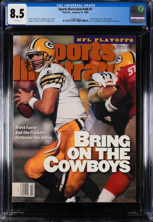 1996 Newsstand Sports Illustrated Football Brett Favre 1st Cover RC CGC 8.5 - 643-collectibles