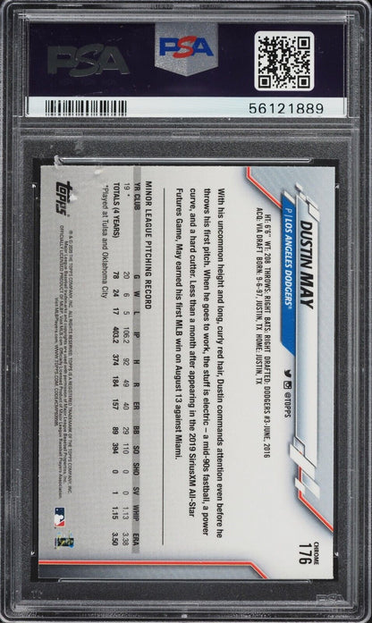 2020 Topps Chrome Baseball #176 Dustin May Rookie Card RC PSA 10 - 643-collectibles