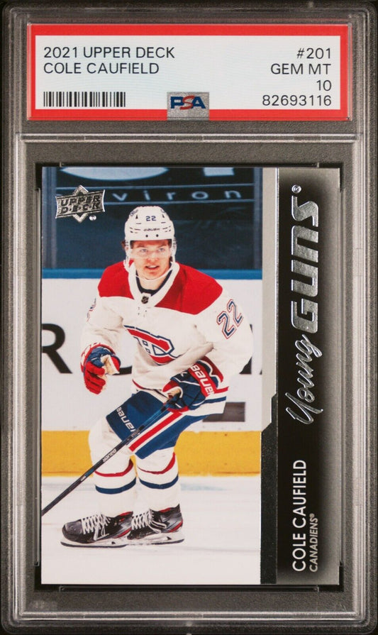2021/22 Upper Deck Hockey Young Guns #201 Cole Caufield Rookie Card RC PSA 10 - 643-collectibles