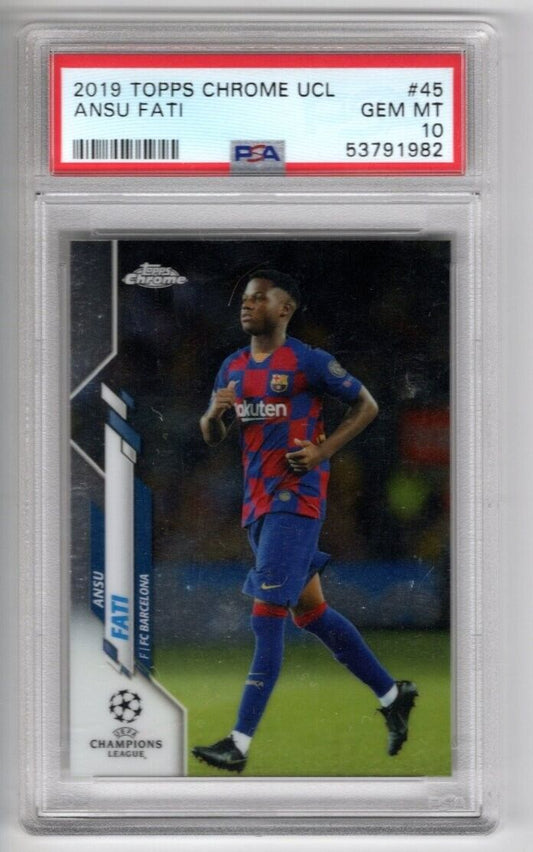 2019 Topps Chrome UCL Soccer #45 Ansu Fati Rookie Card RC PSA 10 - 643-collectibles