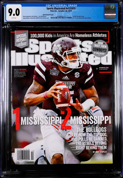 2014 Newsstands Sports Illustrated Football Dak Prescott 1st Cover RC CGC 9.0 - 643-collectibles