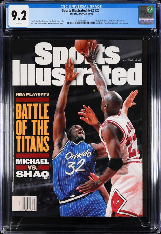 1995 Newsstand Sports Illustrated Basketball Michael Jordan Shaq O'Neal CGC 9.2 - 643-collectibles