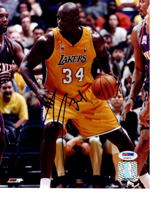 Shaquille O'Neal Autographed Basketball 8x10 Photo PSA/DNA (Los Angeles Lakers) - 643-collectibles