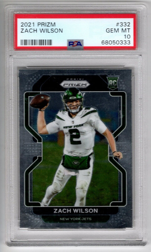 2021 Panini Prizm Football #332 Zach Wilson Rookie Card RC PSA 10 - 643-collectibles