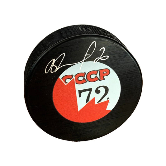 Vladislav Tretiak Autographed 1972 Summit Hockey Puck (Team CCCP) - 643-collectibles