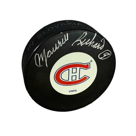 Maurice Richard Autographed Hockey Puck (Montreal Canadiens) - 643-collectibles