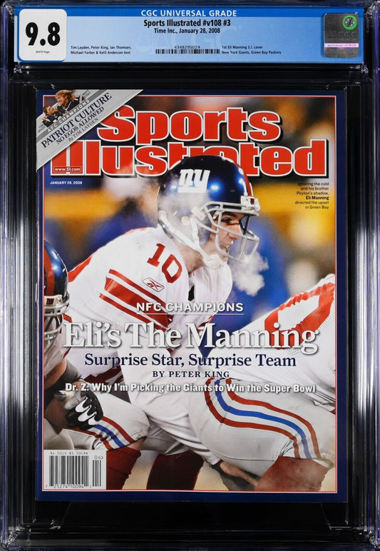 2008 Newsstand Sports Illustrated Football Eli Manning 1st Cover CGC 9.8 POP 1 - 643-collectibles