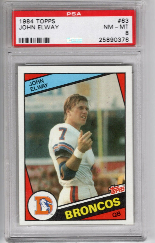 1984 Topps Football #63 John Elway Rookie Card RC PSA 8 - 643-collectibles
