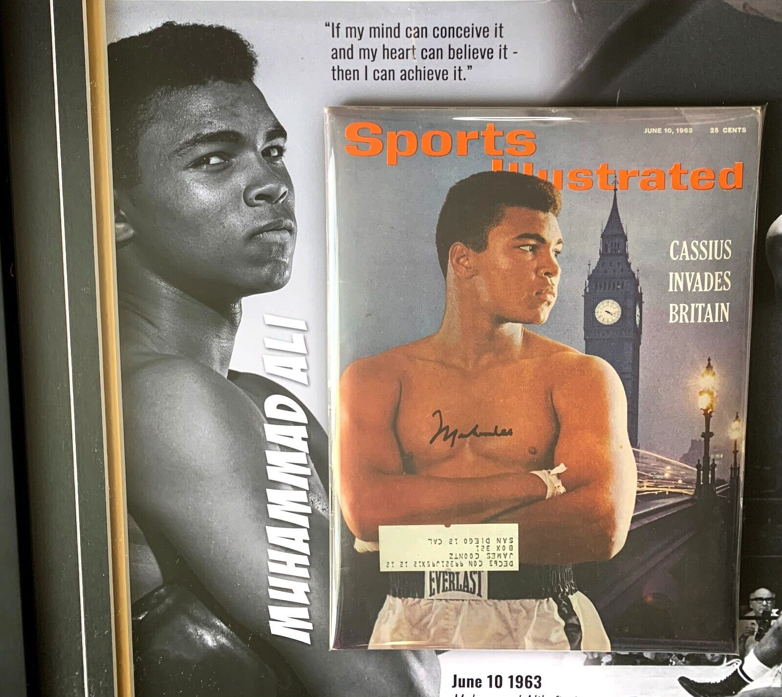 Muhammad Ali Boxing Autographed 1963 1st SI Cover 28X24 Framed Montage JSA LOA - 643-collectibles