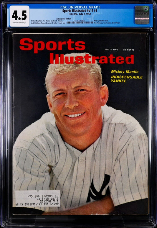 1962 Subscription Sports Illustrated Baseball Mickey Mantle Cover CGC 4.5 - 643-collectibles