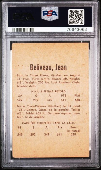 1962/63 Parkhurst Hockey #39 Jean Beliveau PSA 4 - 643-collectibles