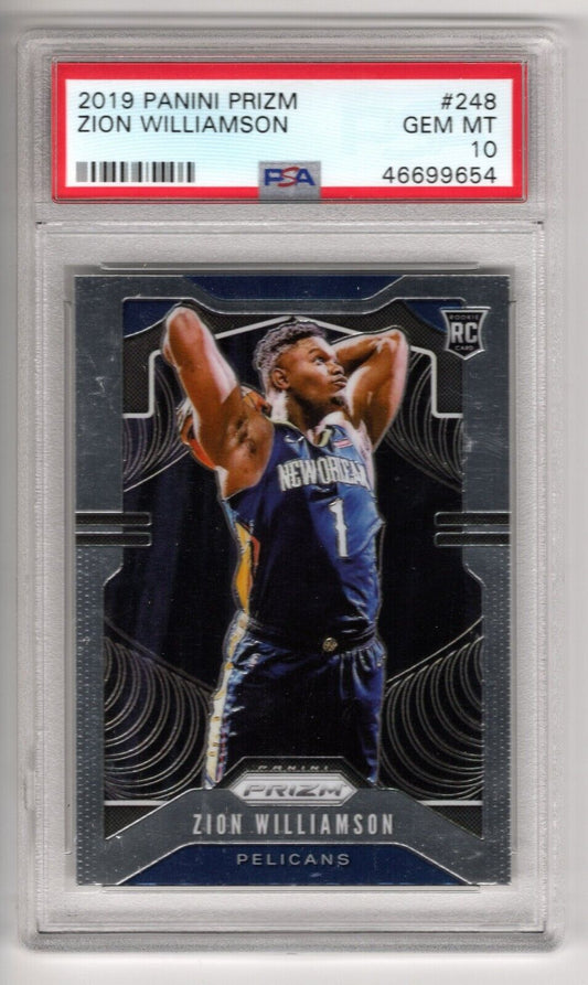 2019/20 Panini Prizm Basketball #248 Zion Williamson Rookie Card RC PSA 10 - 643-collectibles