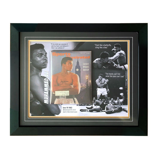 Muhammad Ali Boxing Autographed 1963 1st SI Cover 28X24 Framed Montage JSA LOA - 643-collectibles