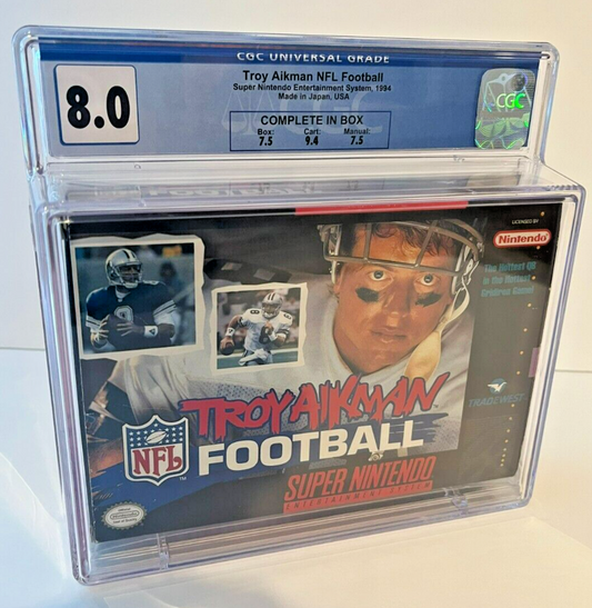 Troy Aikman NFL Football Super Nintendo SNES (1994) Complete in Box CGC 8.0 - 643-collectibles
