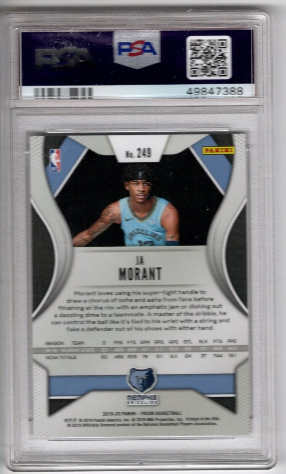 2019/20 Panini Prizm Basketball #249 Ja Morant Rookie Card RC PSA 10 - 643-collectibles