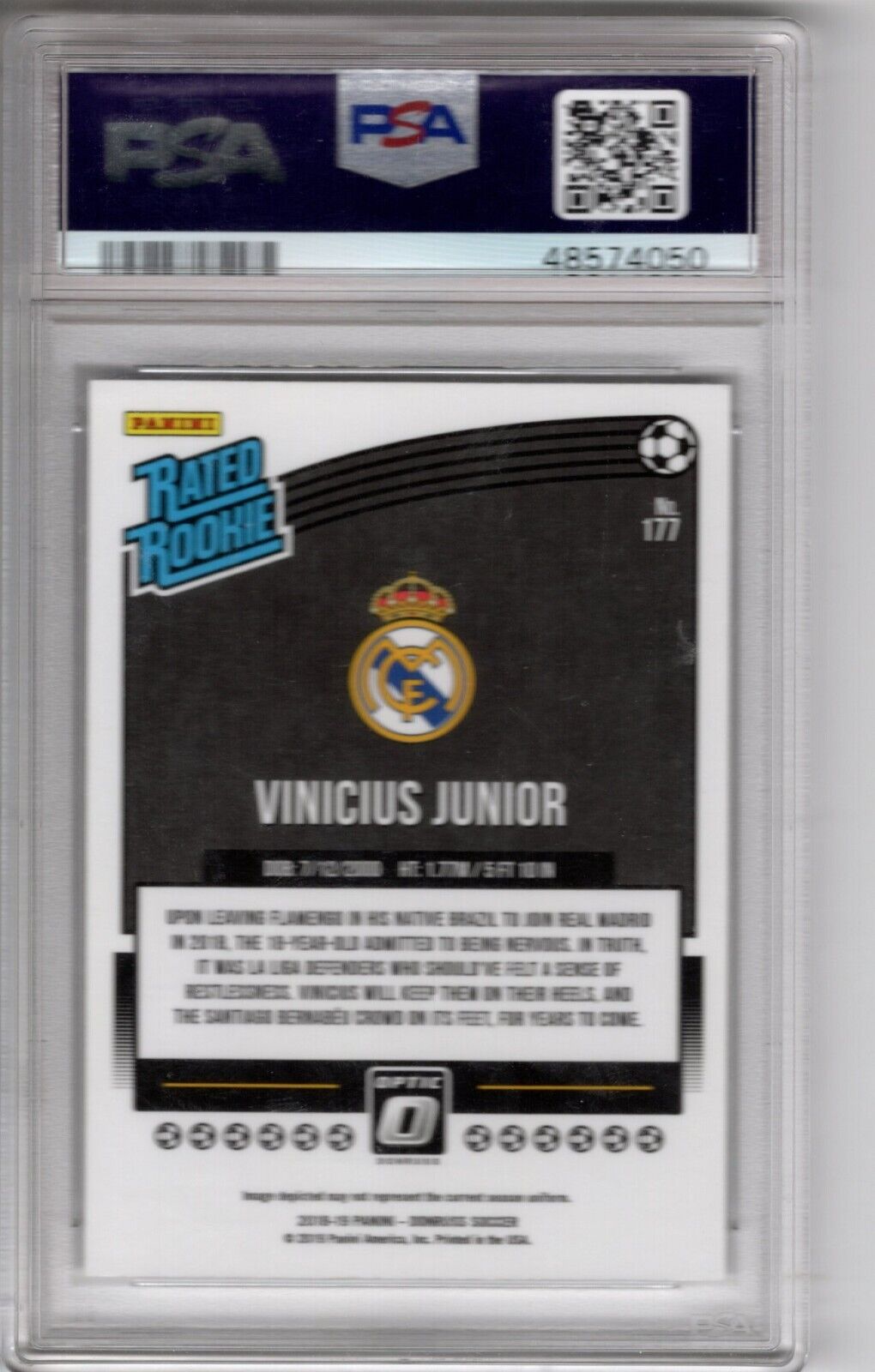 2018 Panini Donruss Optic Soccer #177 Vinicius Junior Rookie Card RC PSA 10 - 643-collectibles