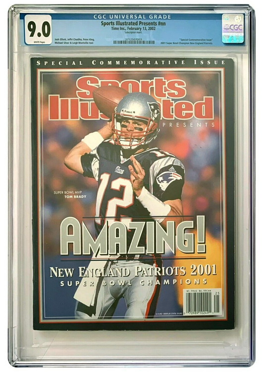 2002 Newstands Sports Illustrated Football Tom Brady First Cover RC CGC 9.0 - 643-collectibles