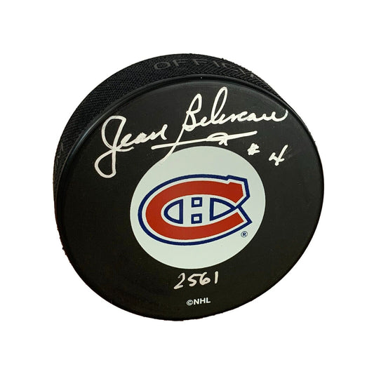 Jean Beliveau Autographed Hockey Puck (Montreal Canadiens) - 643-collectibles