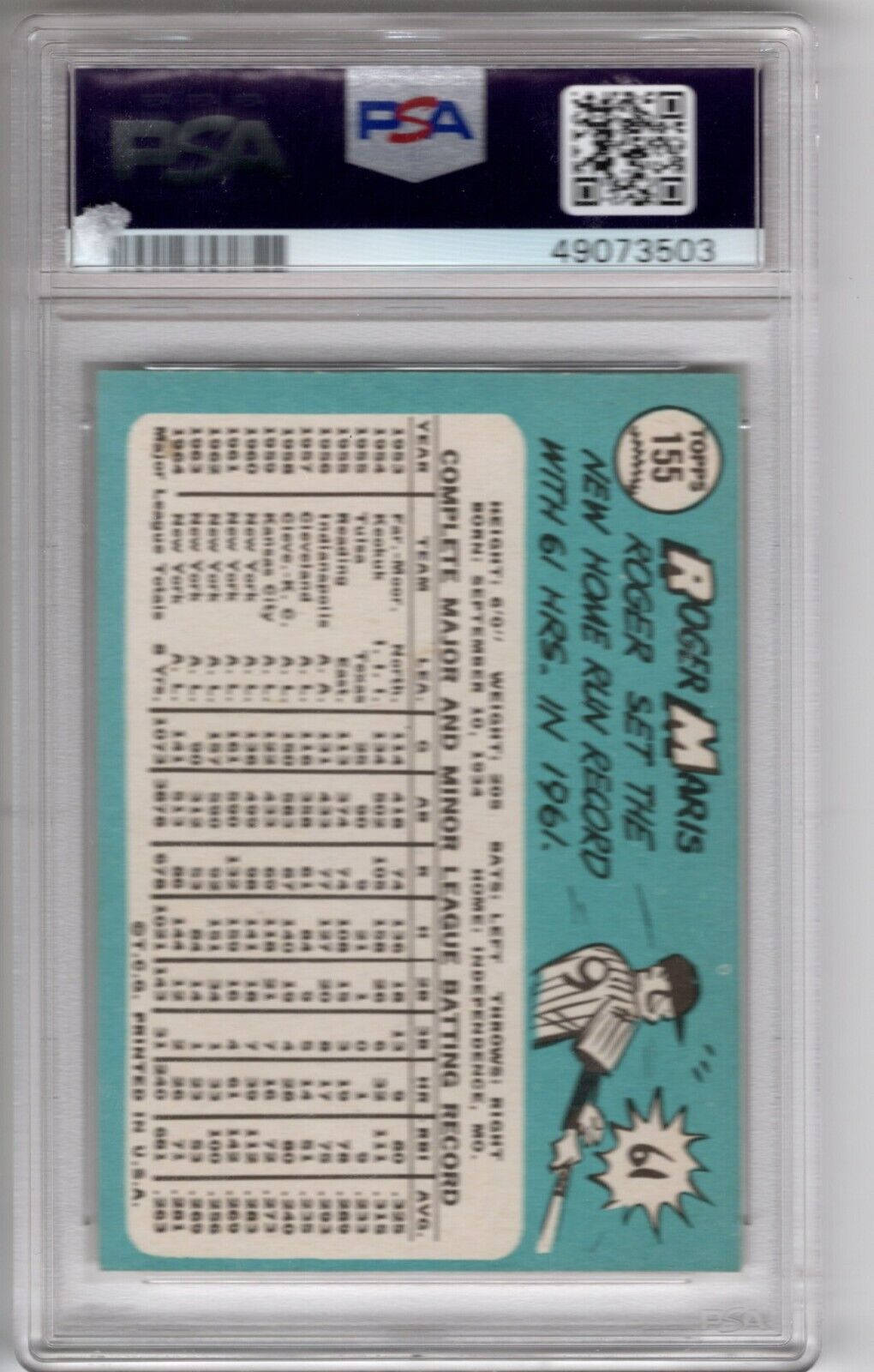 1965 Topps Baseball #155 Roger Maris PSA 6 - 643-collectibles