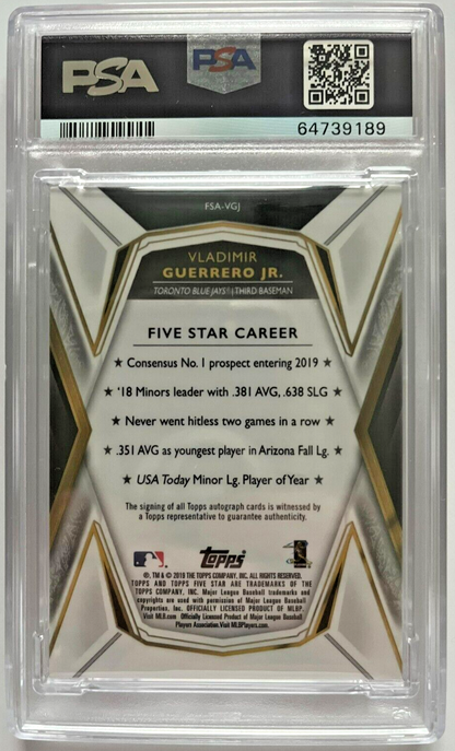 2019 Topps Five Star Baseball Auto Gold 09/10 Vladimir Guerrero Jr RC PSA 9 - 643-collectibles